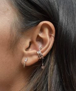 Astridandmiyu Sale Mystic Baguette Spike Drop Stud Earrings In Rose Gold