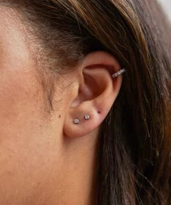 Astridandmiyu Crystal Stud Earrings In Silver