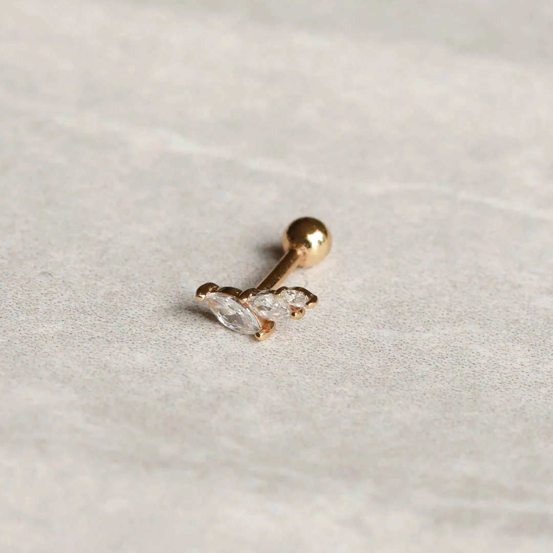 Astrid & Miyu Navette Wave Barbell In Gold 5 Astrid & Miyu Navette Wave Barbell In Gold