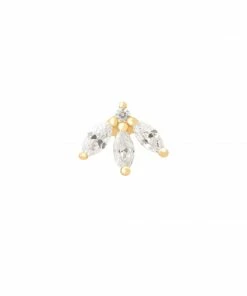 Astridandmiyu Navette Fan Barbell Earring In Gold