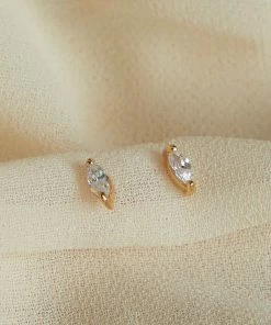 Astridandmiyu Navette Gem Stud Earrings In Gold 8 Astridandmiyu Navette Gem Stud Earrings In Gold