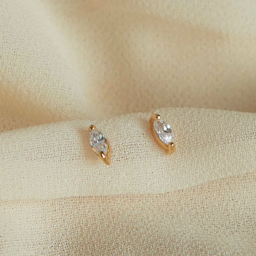 Astridandmiyu Navette Gem Stud Earrings In Gold 5 Astridandmiyu Navette Gem Stud Earrings In Gold