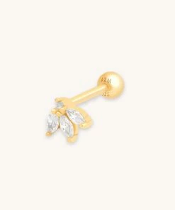 Astridandmiyu Navette Fan Barbell Earring In Gold