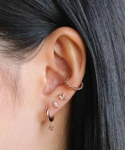 Astridandmiyu Navette Gem Stud Earrings In Rose Gold