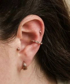 Astridandmiyu Baguette Crystal Ear Cuff In Rose Gold