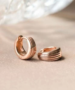 Astridandmiyu Radiant Textured Huggies In Rose Gold Sale 8 Astridandmiyu Radiant Textured Huggies In Rose Gold Sale