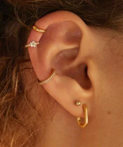 Astrid & Miyu Crystal Ear Cuff In Gold Earrings