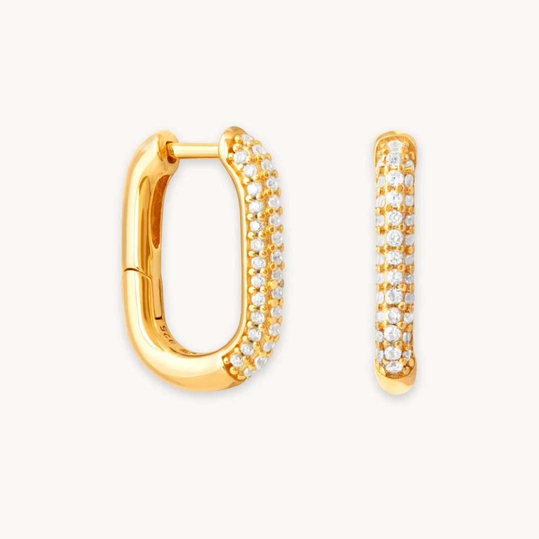Astrid & Miyu Earrings Rectangular Glimmer Hoops In Gold 3 Astrid & Miyu Earrings Rectangular Glimmer Hoops In Gold