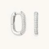 Astrid & Miyu Earrings Rectangular Glimmer Hoops In Silver 1 Astrid & Miyu Earrings Rectangular Glimmer Hoops In Silver