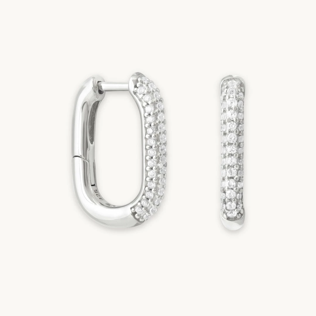 Astrid & Miyu Earrings Rectangular Glimmer Hoops In Silver 3 Astrid & Miyu Earrings Rectangular Glimmer Hoops In Silver