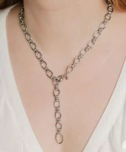 Astridandmiyu Ribbed Link Chain Necklace In Silver Sale