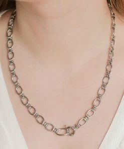Astridandmiyu Ribbed Link Chain Necklace In Silver Sale