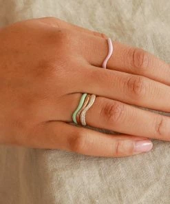 Astrid & Miyu Wave Crystal Ring In Gold