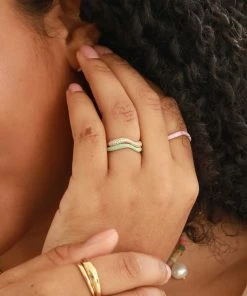 Astrid & Miyu Wave Mint Enamel Ring 13 Astrid & Miyu Wave Mint Enamel Ring