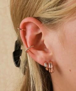 Astrid & Miyu Ripple Hoops In Rose Gold Earrings 9 Astrid & Miyu Ripple Hoops In Rose Gold Earrings