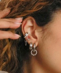 Astrid & Miyu Ripple Hoops In Silver Earrings 8 Astrid & Miyu Ripple Hoops In Silver Earrings