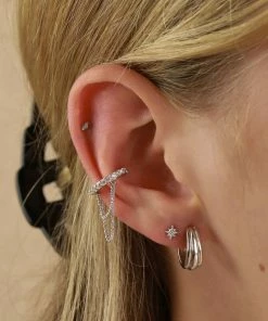 Astrid & Miyu Ripple Hoops In Silver Earrings