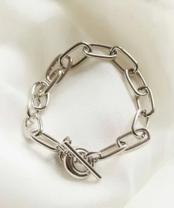 Astrid & Miyu Ripple T-Bar Chunky Bracelet In Silver