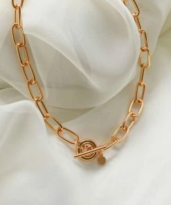 Astrid & Miyu Ripple T-Bar Chunky Necklace In Gold Necklaces