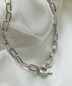 Astrid & Miyu Necklaces Ripple T-Bar Chunky Necklace In Silver
