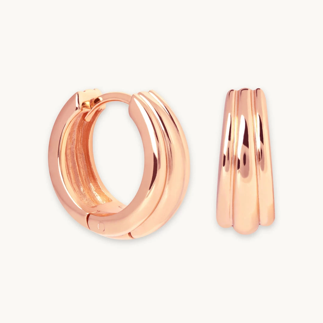 Astrid & Miyu Ripple Hoops In Rose Gold Earrings 3 Astrid & Miyu Ripple Hoops In Rose Gold Earrings