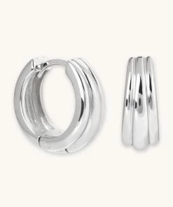Astrid & Miyu Sales 7 Astrid & Miyu Ripple Hoops In Silver Earrings