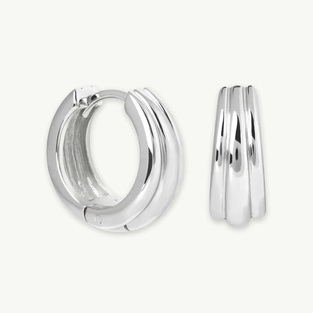 Astrid & Miyu Ripple Hoops In Silver Earrings 3 Astrid & Miyu Ripple Hoops In Silver Earrings