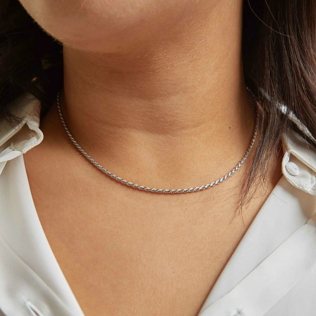 Astrid & Miyu Rope Chain Necklace In Silver Necklaces 7 Astrid & Miyu Rope Chain Necklace In Silver Necklaces