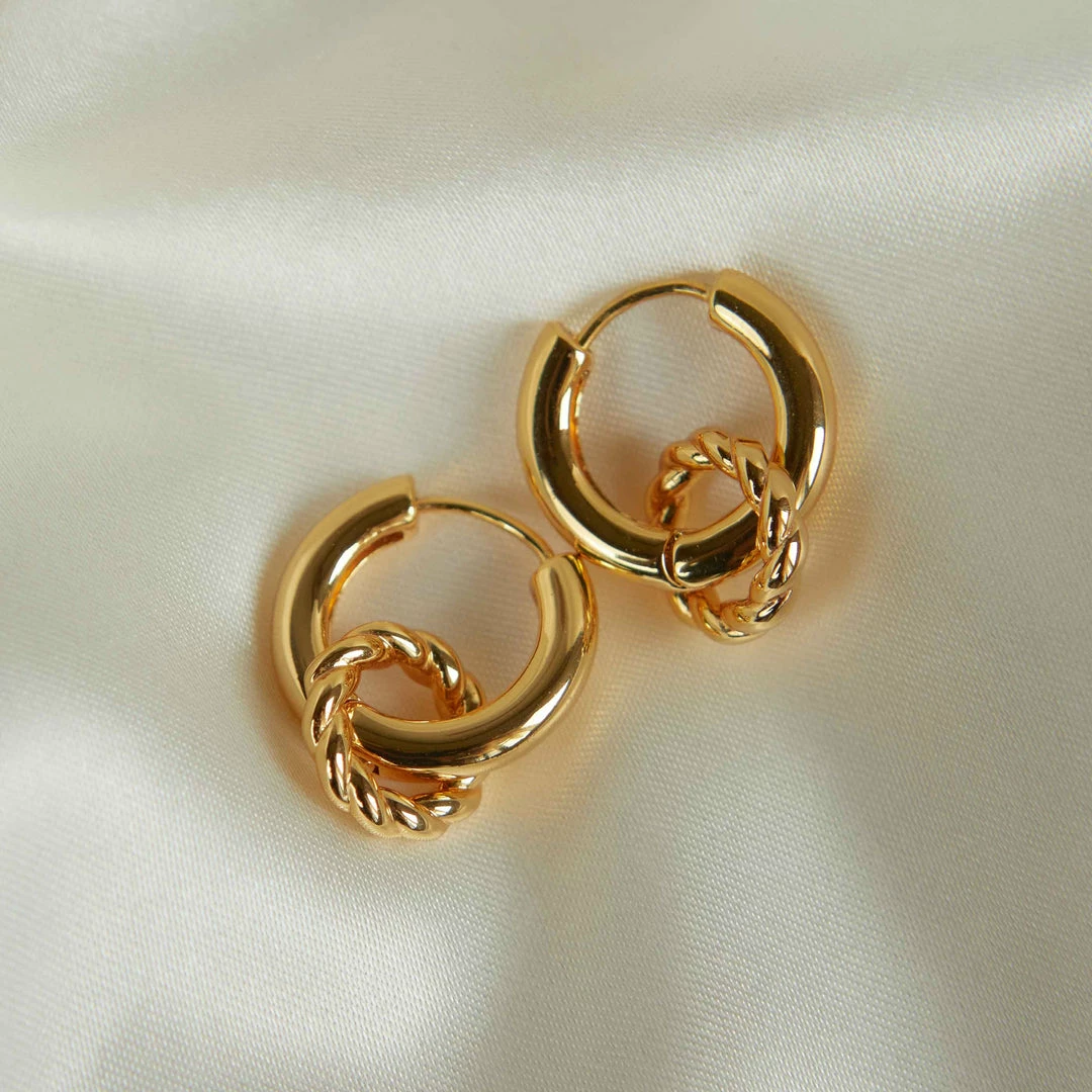 Astrid & Miyu Sale Rope Charm Hoops In Gold 5 Astrid & Miyu Sale Rope Charm Hoops In Gold