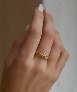 Astridandmiyu Rope Dome Ring In Gold