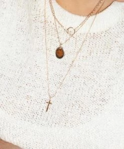 Astridandmiyu Boyfriend Cross Necklace In Rose Gold