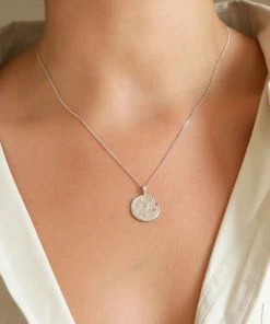 Astrid & Miyu Sagittarius Zodiac Pendant Necklace In Silver Zodiac Necklaces