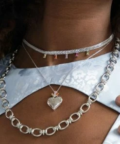 Astridandmiyu Ribbed Link Chain Necklace In Silver Sale