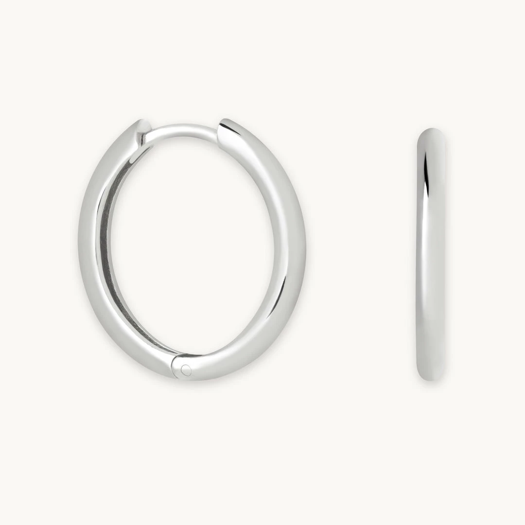 Astrid & Miyu Earrings Simple Hinge Small Hoops In Silver 3 Astrid & Miyu Earrings Simple Hinge Small Hoops In Silver
