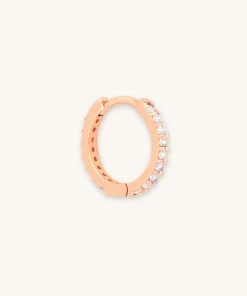 Astridandmiyu Earrings Single Dia Base Hoop In Rose Gold