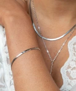 Astrid & Miyu Sale Snake Chain Bracelet In Silver