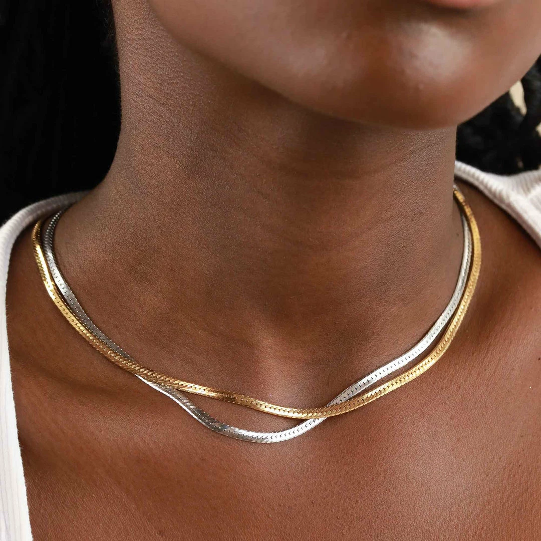 Astrid & Miyu Snake Chain Necklace In Gold Necklaces 9 Astrid & Miyu Snake Chain Necklace In Gold Necklaces