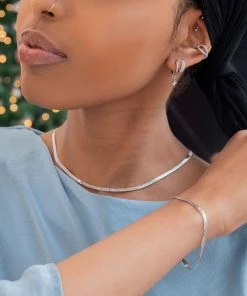 Astrid & Miyu Sale Snake Chain Bracelet In Silver