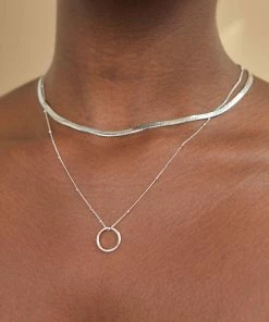 Astrid & Miyu Snake Chain Necklace In Silver Necklaces