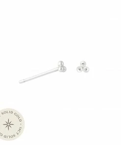 Astrid & Miyu Trinity Stud Earrings In Solid White Gold