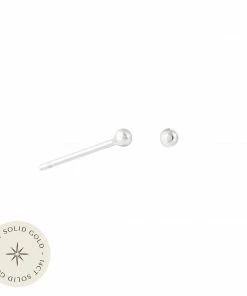 Astrid & Miyu Small Ball Stud Earrings In Solid White Gold