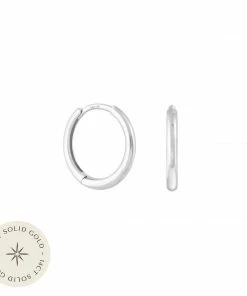 Astrid & Miyu Simple Hoops In Solid White Gold