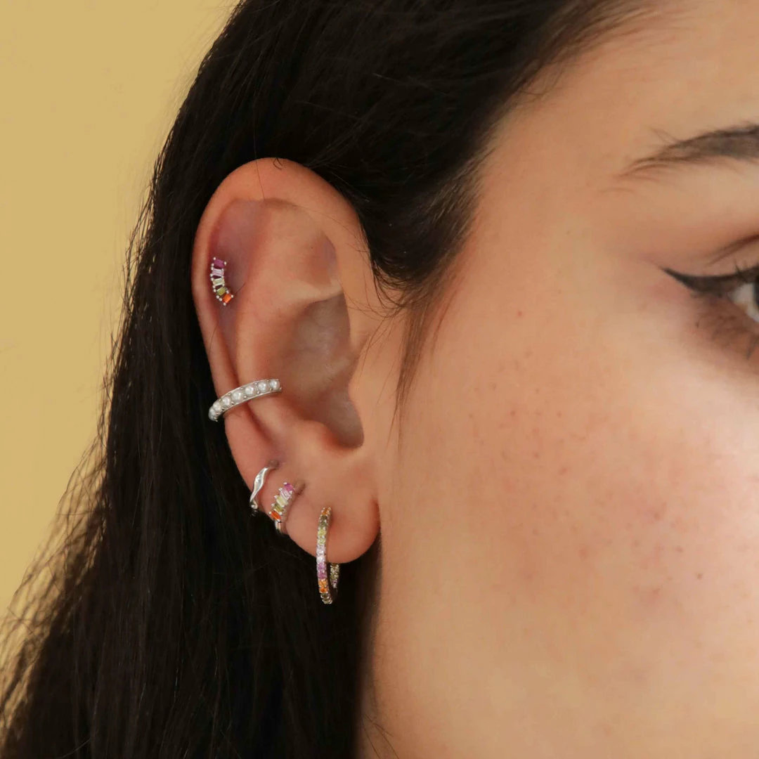 Astridandmiyu Iridescent Hoops In Silver Earrings 6 Astridandmiyu Iridescent Hoops In Silver Earrings