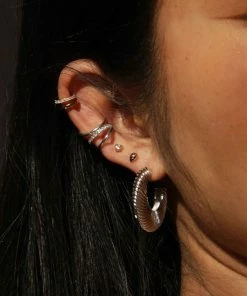 Astridandmiyu Luminous Textured Hoops In Silver 12 Astridandmiyu Luminous Textured Hoops In Silver