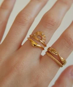 Astridandmiyu Etched Band Ring In Gold Sale