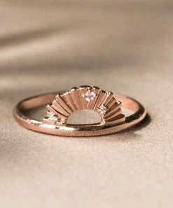 Astridandmiyu Sale Sunbeam Crystal Ring In Rose Gold