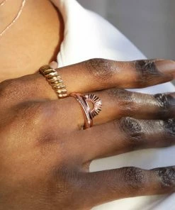 Astridandmiyu Sale Sunbeam Crystal Ring In Rose Gold