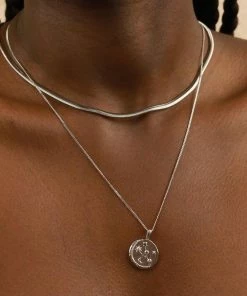 Astrid & Miyu Zodiac Necklaces Taurus Zodiac Pendant Necklace In Silver