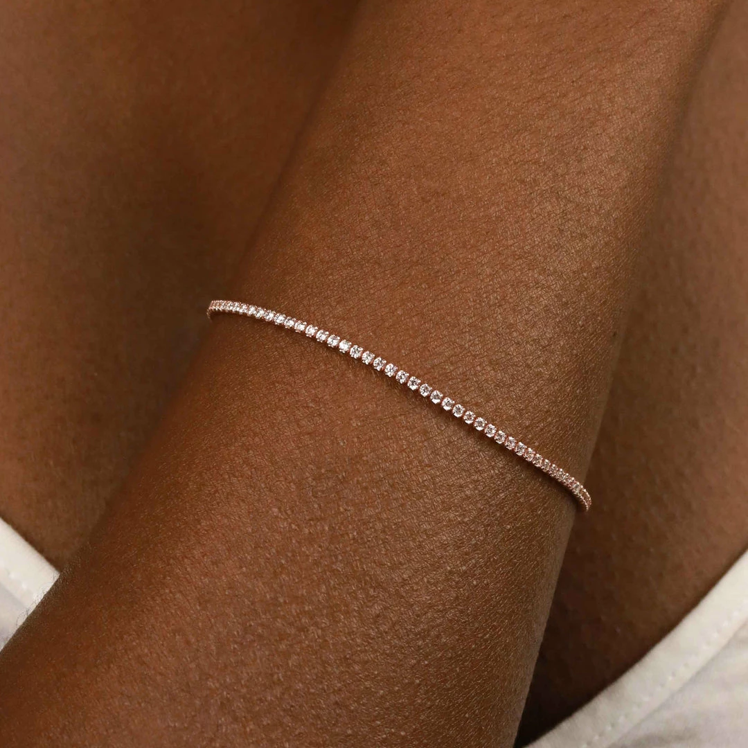 Astrid & Miyu Bracelets Tennis Chain Bracelet In Rose Gold 4 Astrid & Miyu Bracelets Tennis Chain Bracelet In Rose Gold