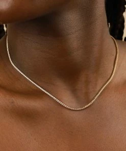 Astrid & Miyu Tennis Chain Necklace In Gold Necklaces
